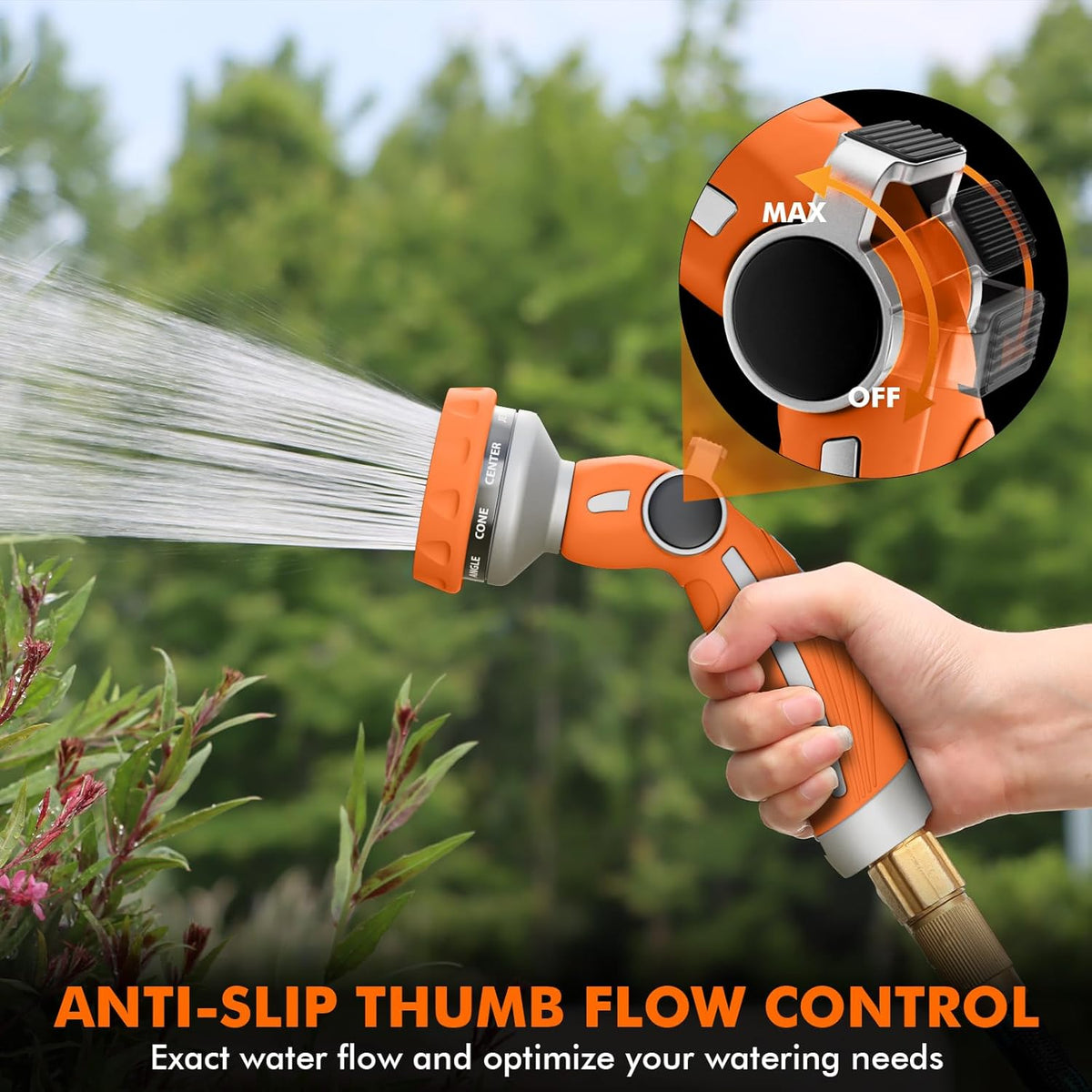 RESTMO Hose Nozzle Heavy Duty, Metal Water Hose Sprayer for Garden, 9 Spray Patterns | High