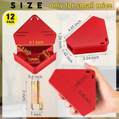Qualirey 12 Pcs Mice Station with Key Triangle Bait Station Reusable Rodent Trap Bait Box, Keeps