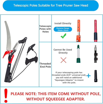 BAYTORY Extendable Tree Pruner Saw Head Without Pole, High-Altitude Branches Trimmer Pruning