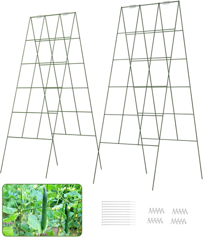 DOEWORKS Cucumber Trellis, 48" High Foldable A Frame Garden Trellis, 2 Pack, Plant Support for