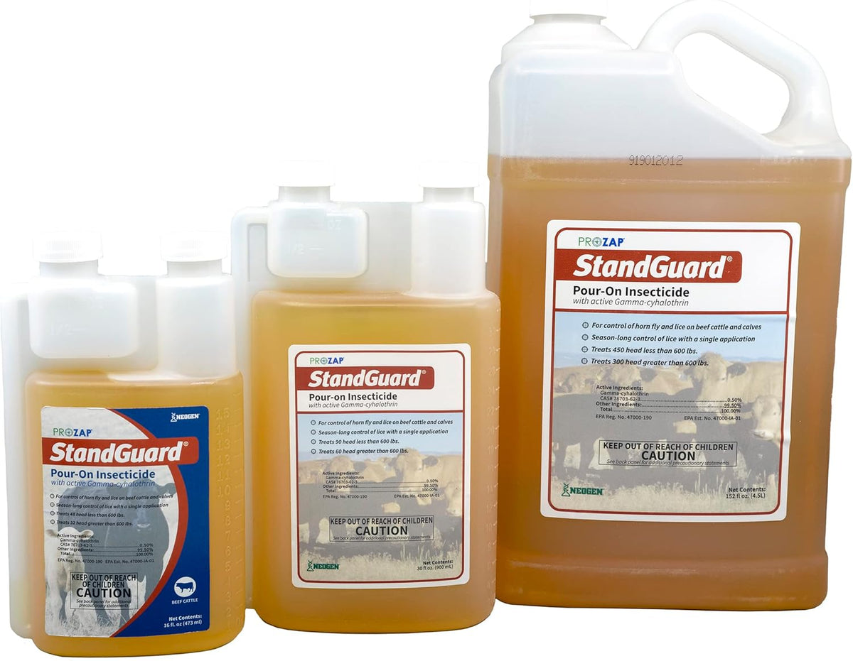 Neogen 1907850 Prozap StandGuard Pour-On 473 mL Insecticide, Yellowish. Brown