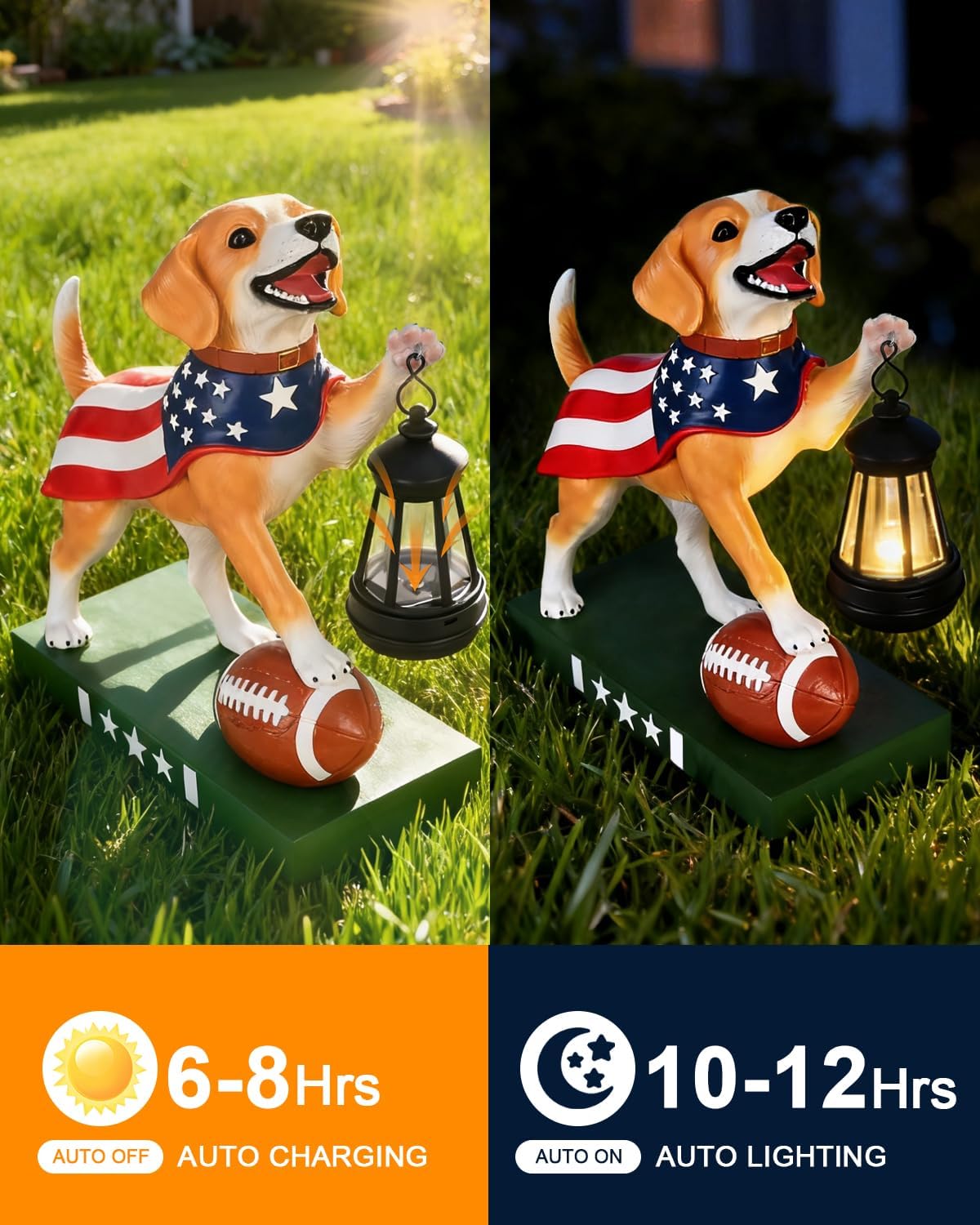 Solar Dog Statues Outdoor Decor with Lantern - Unique Beagle Puppy Home Decor Figurine for Garden