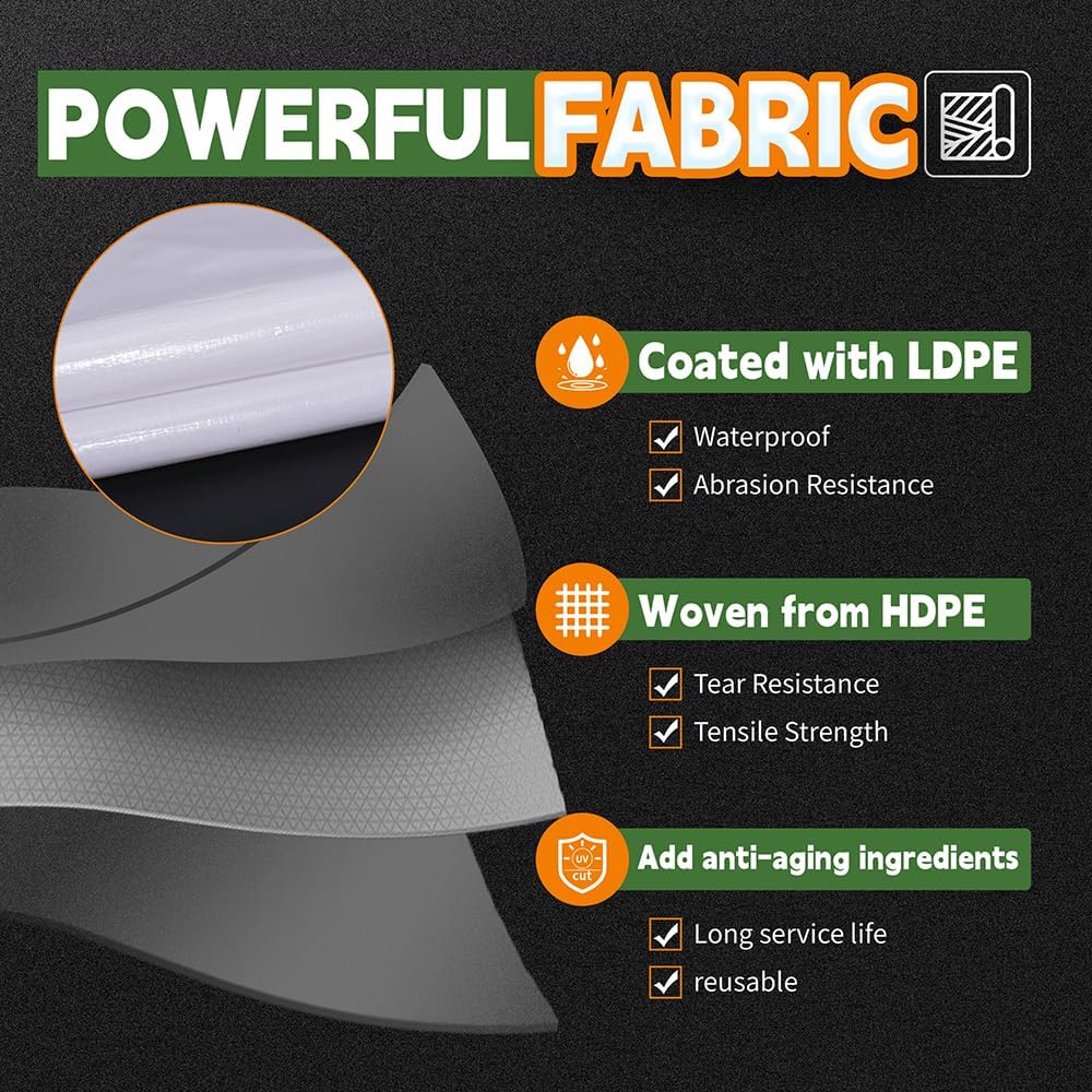 RAINDEWAY 12 Mil Heavy Duty White Tarp 12x20 Feet, UV Resistant, Waterproof, Weatherproof Poly Tarp