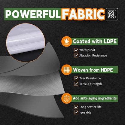 RAINDEWAY 12 Mil Heavy Duty White Tarp 12x20 Feet, UV Resistant, Waterproof, Weatherproof Poly Tarp