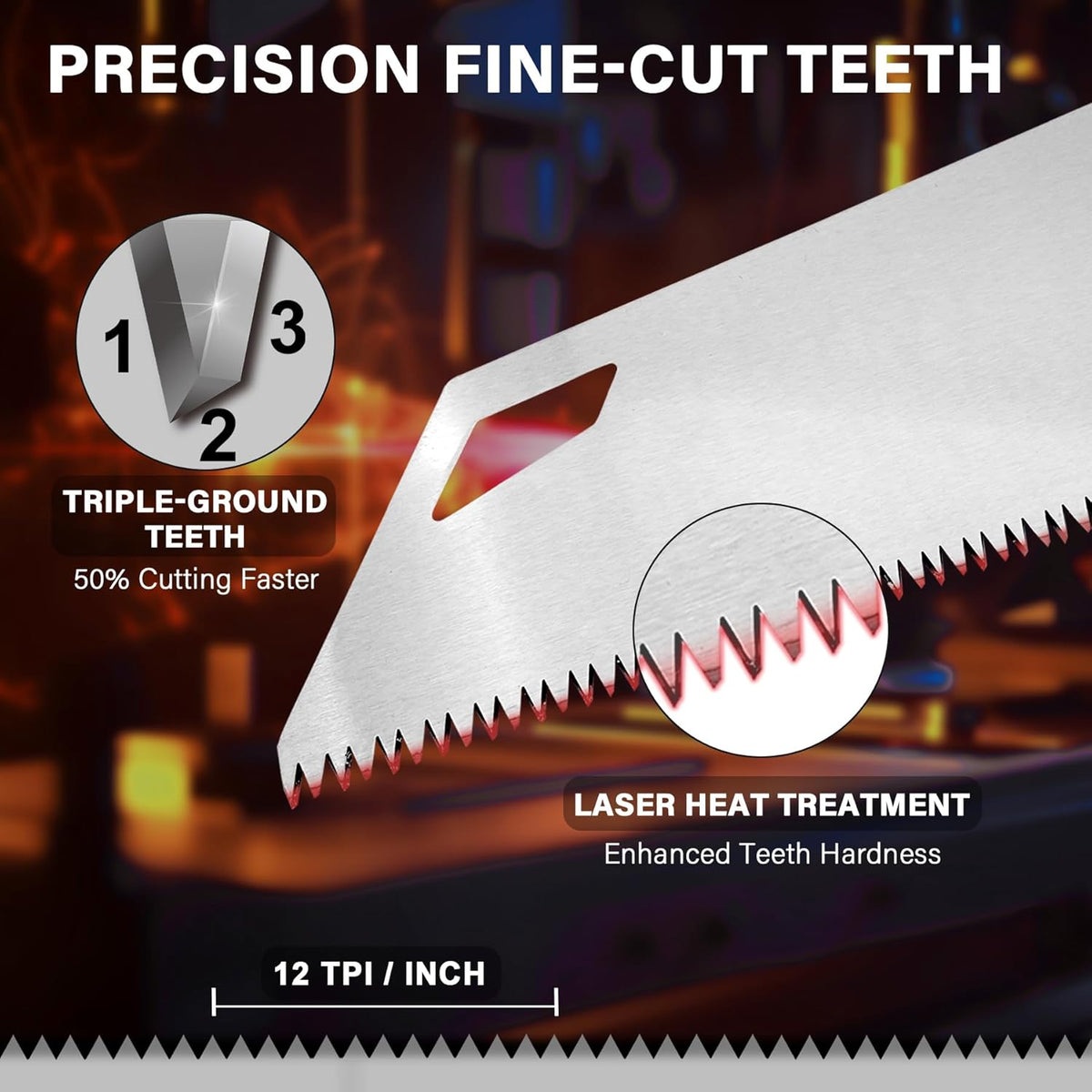 HAUTMEC 14" X-Sharp Compact Hand Saw for Cuts Comfort, Quality and Accuracy, Fine-Cut Handsaw with