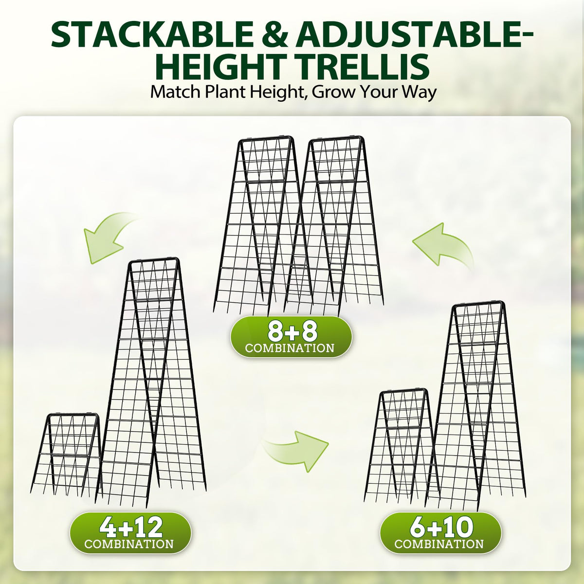 Heavy Duty 2 Pack 50"x17" Adjustable A-Frame Trellis for Climbing Plants Outdoor, Metal Rust-Proof