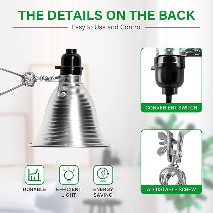 Simple Deluxe Clamp Lamp Light 60 Watt with 5.5 Inch Aluminum Reflector (no Bulb Included), 6 Feet