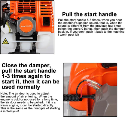 Gas Weed Eater 6 in 1 Hedge Trimmer Grass Trimmer, 52cc 2 Cycle Weed Wacker with Anti-Slip Handle