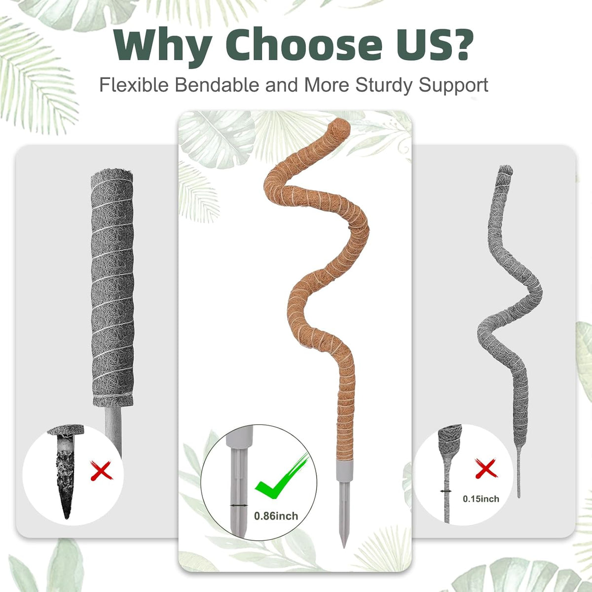 3 Pack Moss Pole, 50 Inch Monstera Plant Support, Tall Moss Poles for Climbing Plants Indoor DIY