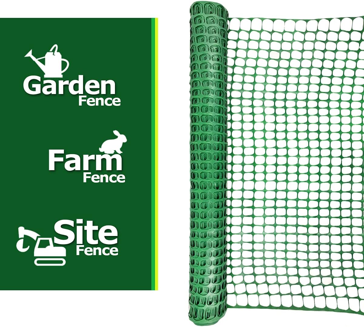 Ashman Plastic Mesh Fence, Construction Barrier Netting, Green, 4'x100' Feet, 1 Roll, Garden