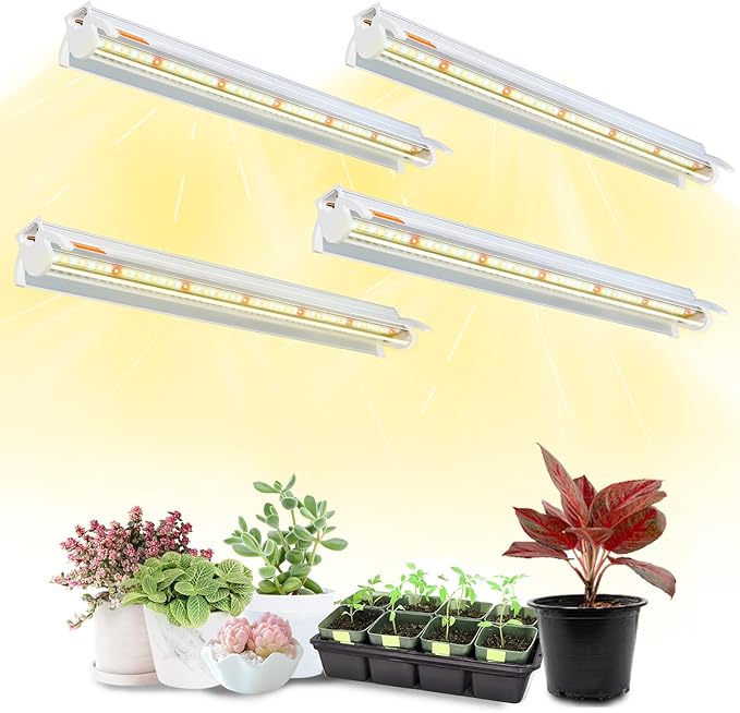 Plant Lights for Indoor Growing Seedlings - 16 in Long, 4-Count (10W x4) Full Spectrum T5 Grow