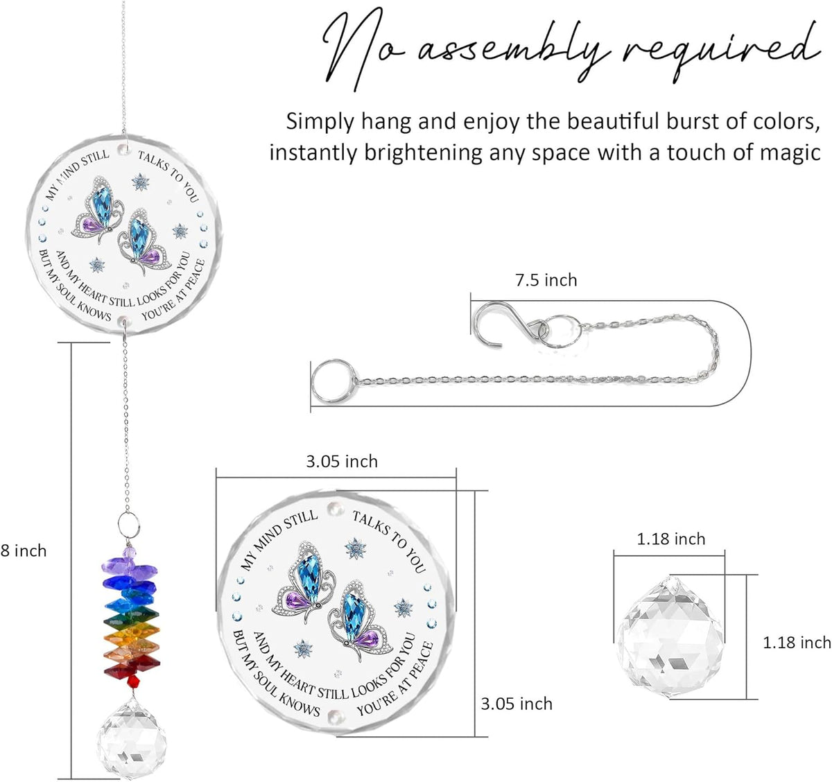 Glass Suncatcher Ornament - Memorial Gift for Loss of Loved One - My Mind Still Talks to You