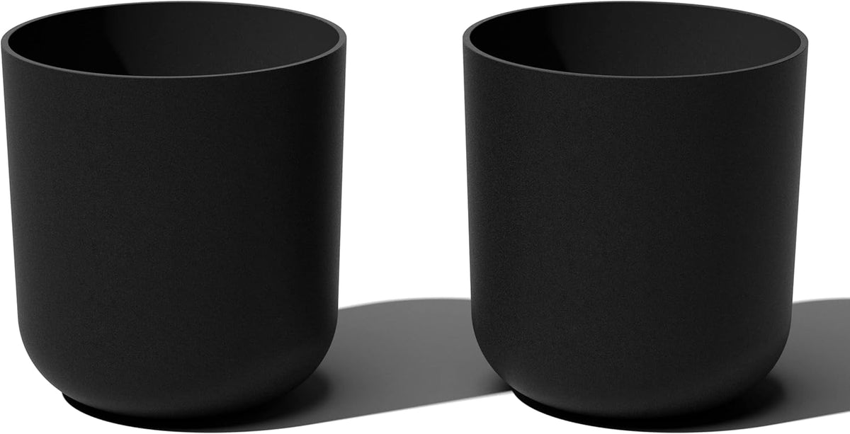 Veradek Round Black Plastic Planter Pots for Indoor/Outdoor Garden Use, with Drainage Holes