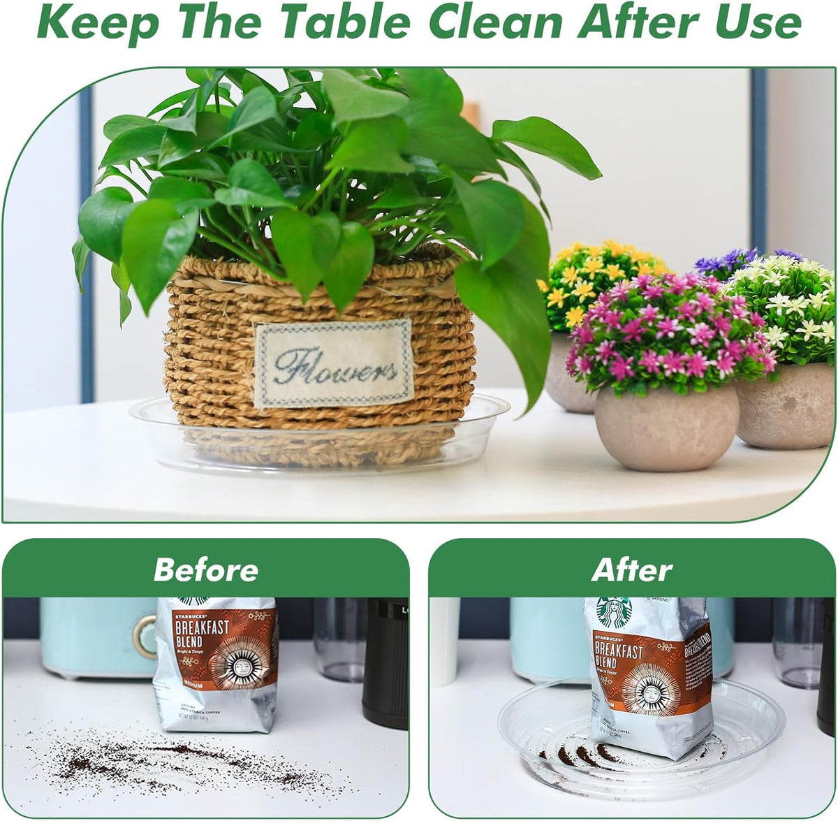 30 Pack Clear Plant Saucers for Indoors (4, 6, 8 inch) Flower Pot Saucers for Potted Plants Plant
