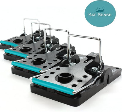 Kat Sense Large Rat Snap Traps Set of 6 - Stainless Steel Bar Design, Humane Rat Trap Indoor &