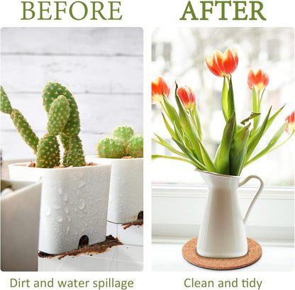8 Pieces 4 Sizes Cork Plant Saucersplant Mats Round Coasters Pad for Plants House Garden Indoors