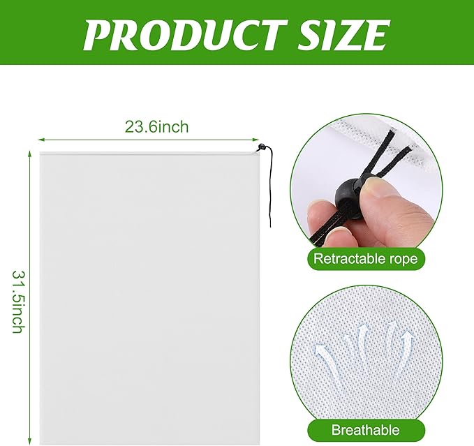 Alpurple 4 Packs Winter Drawstring Plant Covers-23.6 x 31.5 Inch Warm Plant Protection Cover Bags