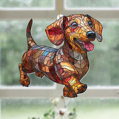 Acrylic Dog Christmas Ornament 2025 – Dachshund Gift for Lovers, Pet Memorial Keepsake, Cute Puppy