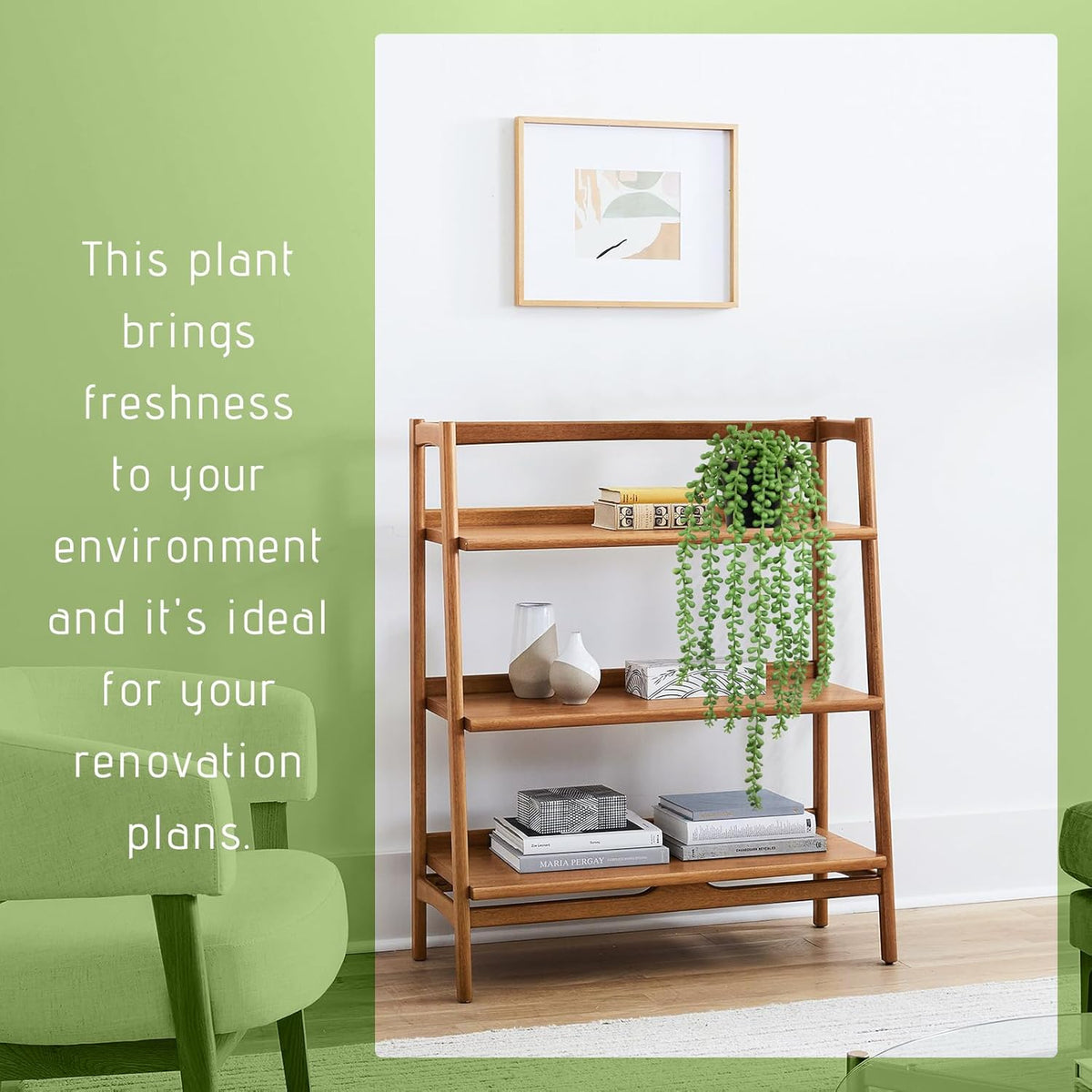Fake Plants Indoor Artificial String of Pearls Plant in Black Pots, Long - Trail Realistic Green