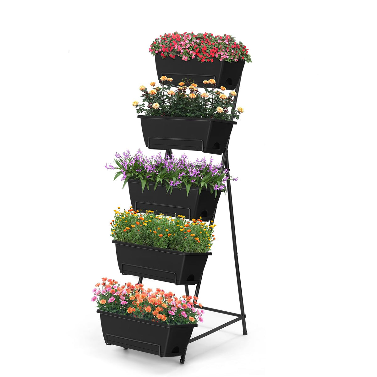 Fogein 5 Tier Vertical Raised Garden Bed Planter Box, Vertical Raised Bed with Drainage Holes for