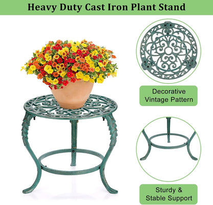 OwnMy Cast Iron Plant Stand Heavy Duty Vintage Wrought Iron Flower Pot Holder, Decorative Pedestal