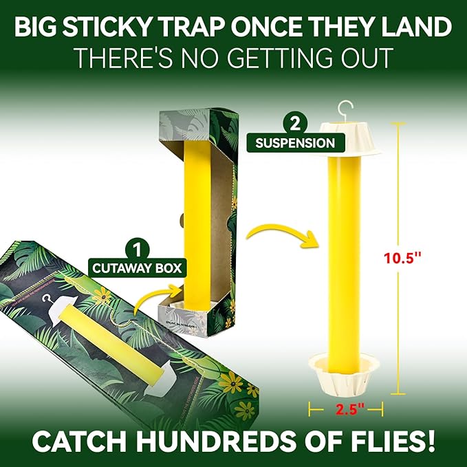 Gideal 2-Pack Yellow Sticky Fly Traps Pest Control for Indoor/Outdoor Use, Gnat Trap for Flying