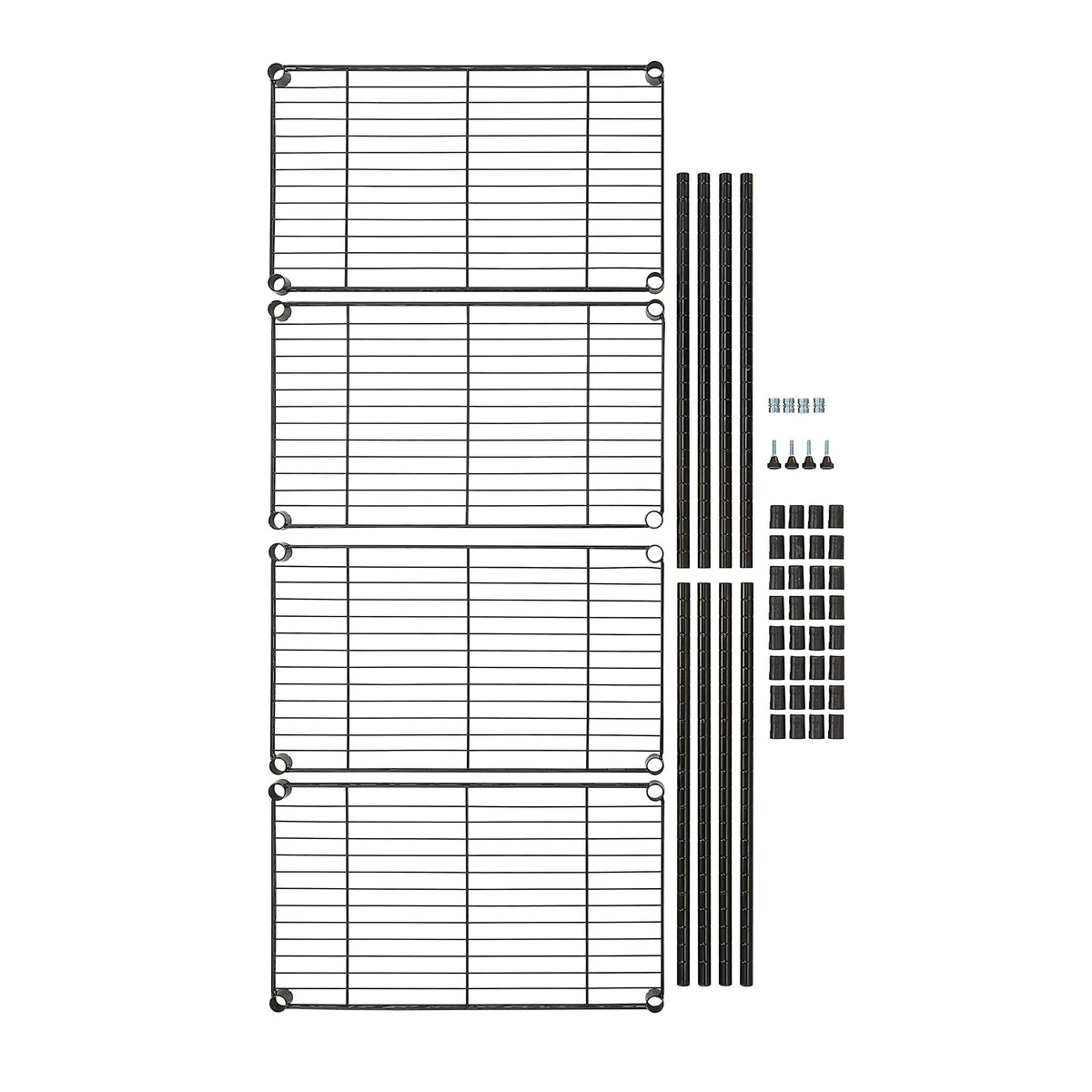 Amazon Basics 4-Shelf Steel Wire Storage Shelves for Garage, Adjustable Metal Shelving Unit, 200