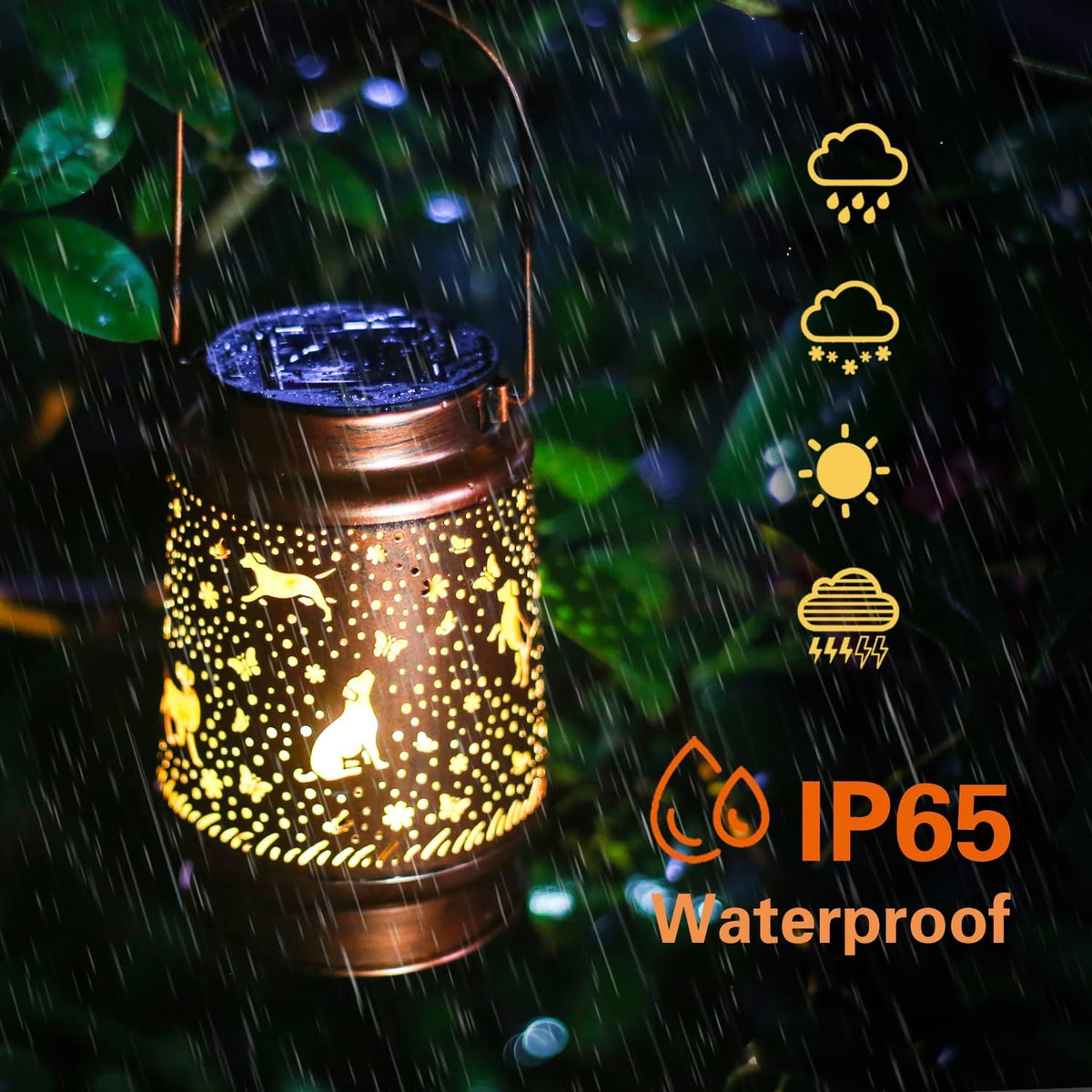 Dog Solar Lanterns Outdoor Waterproof Hanging Solar Lights Dog Gifts for Women Men Metal Decorative