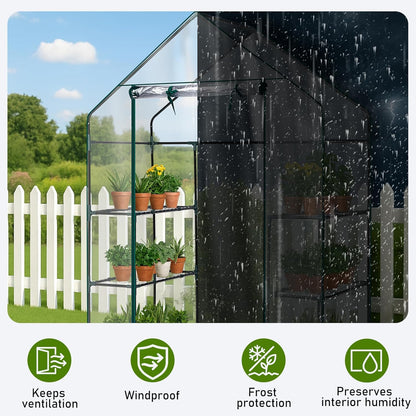 Outvita Walk-in Greenhouse, Outdoor Durable PVC Plant Green House for Frost Protection with 3 Tiers