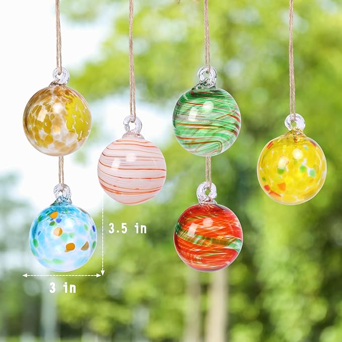 VCUTEKA Hanging Garden Gazing Ball, Hand-Blown Glass Witch Ball for Outdoor Garden Décor, 6pcs 3"