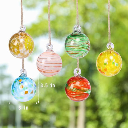 VCUTEKA Hanging Garden Gazing Ball, Hand-Blown Glass Witch Ball for Outdoor Garden Décor, 6pcs 3"