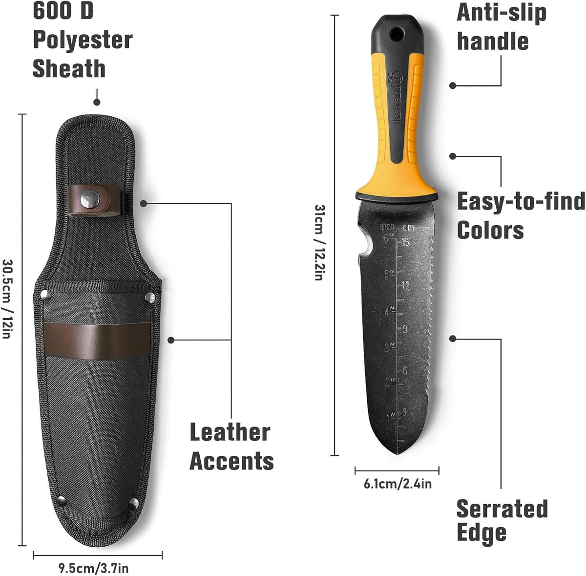Garden Knife with Sheath, Gardening Tool, Stainless Steel Multi-Purpose Garden Supplies, Ergonomic