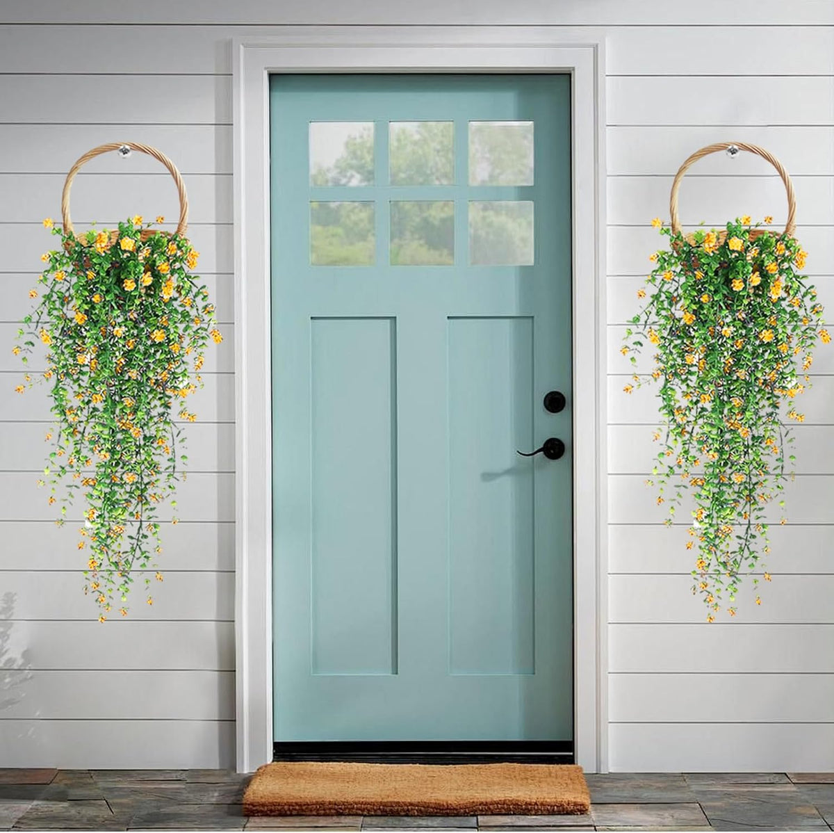 Artificial Hanging Flowers, 3 Pcs Fake Hanging Plants Artificial Vines for Outdoors, Fake Ivy Vine