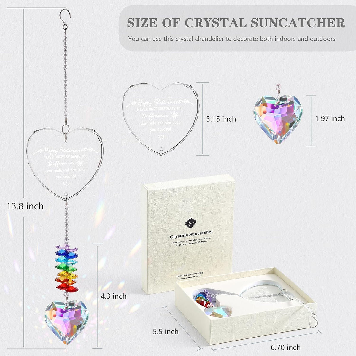 Retirement Gift Crystal Suncatcher, Retirement Gifts for Women, Gifts for Retired Friend Coworker