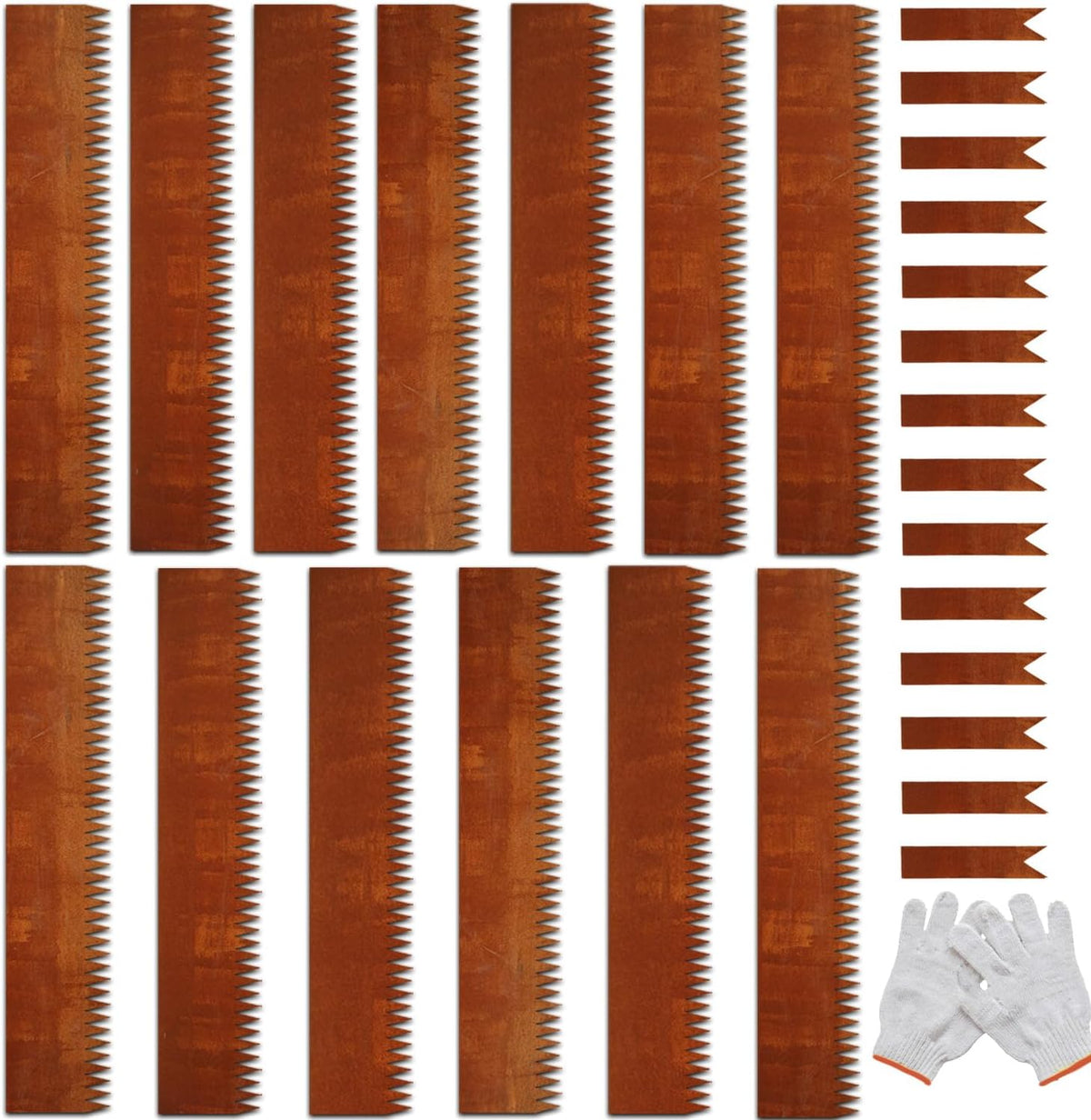Corten Steel Landscape Edging, 40" L x 8" H, 18 GA Thickness, 13 Pack + 14 Stakes, Enhance Garden