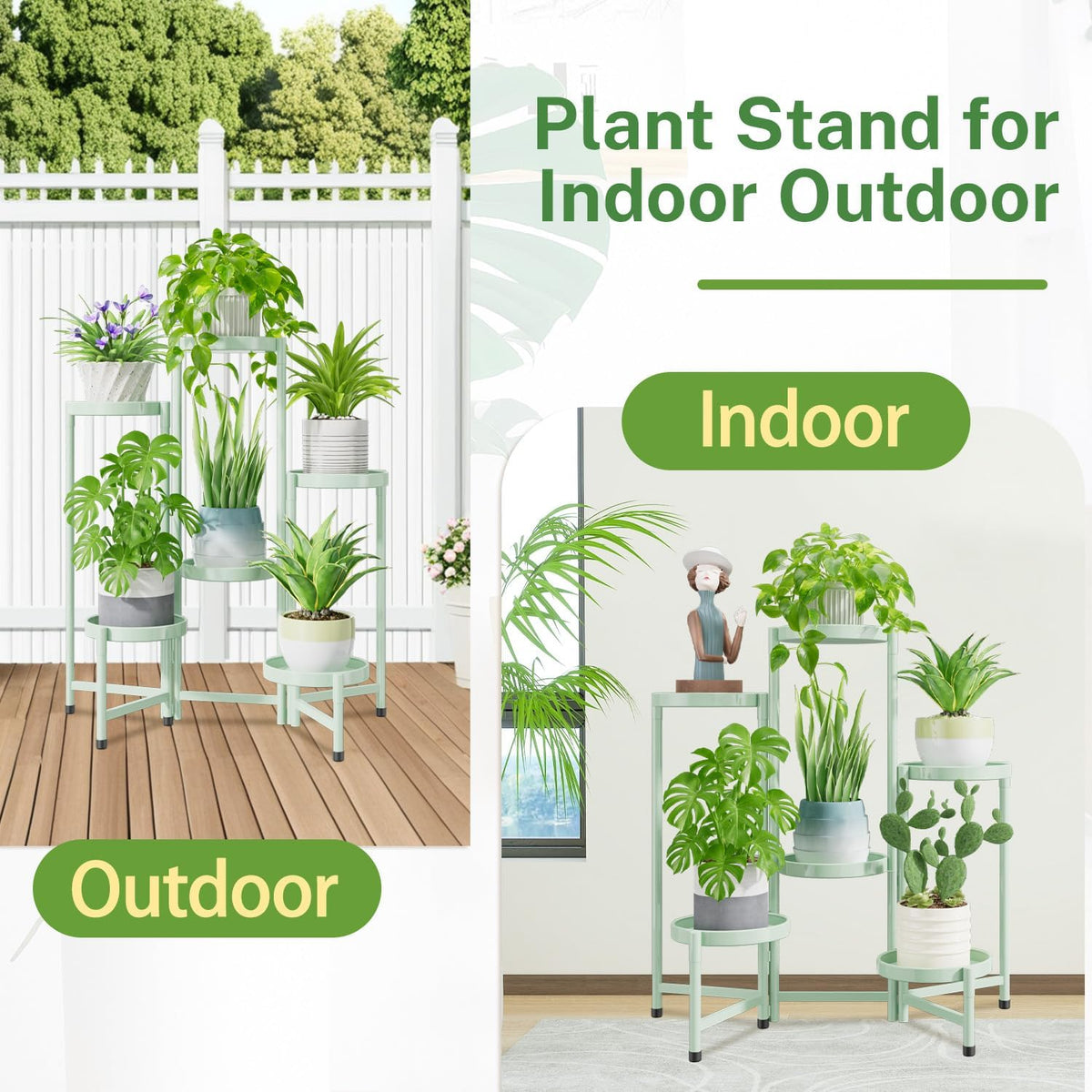 iDavosic.ly Plant Stand Indoor Outdoor, 6 Tier Corner Metal Flower Display Holder Shelf, Folding