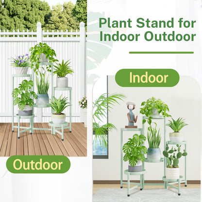 iDavosic.ly Plant Stand Indoor Outdoor, 6 Tier Corner Metal Flower Display Holder Shelf, Folding