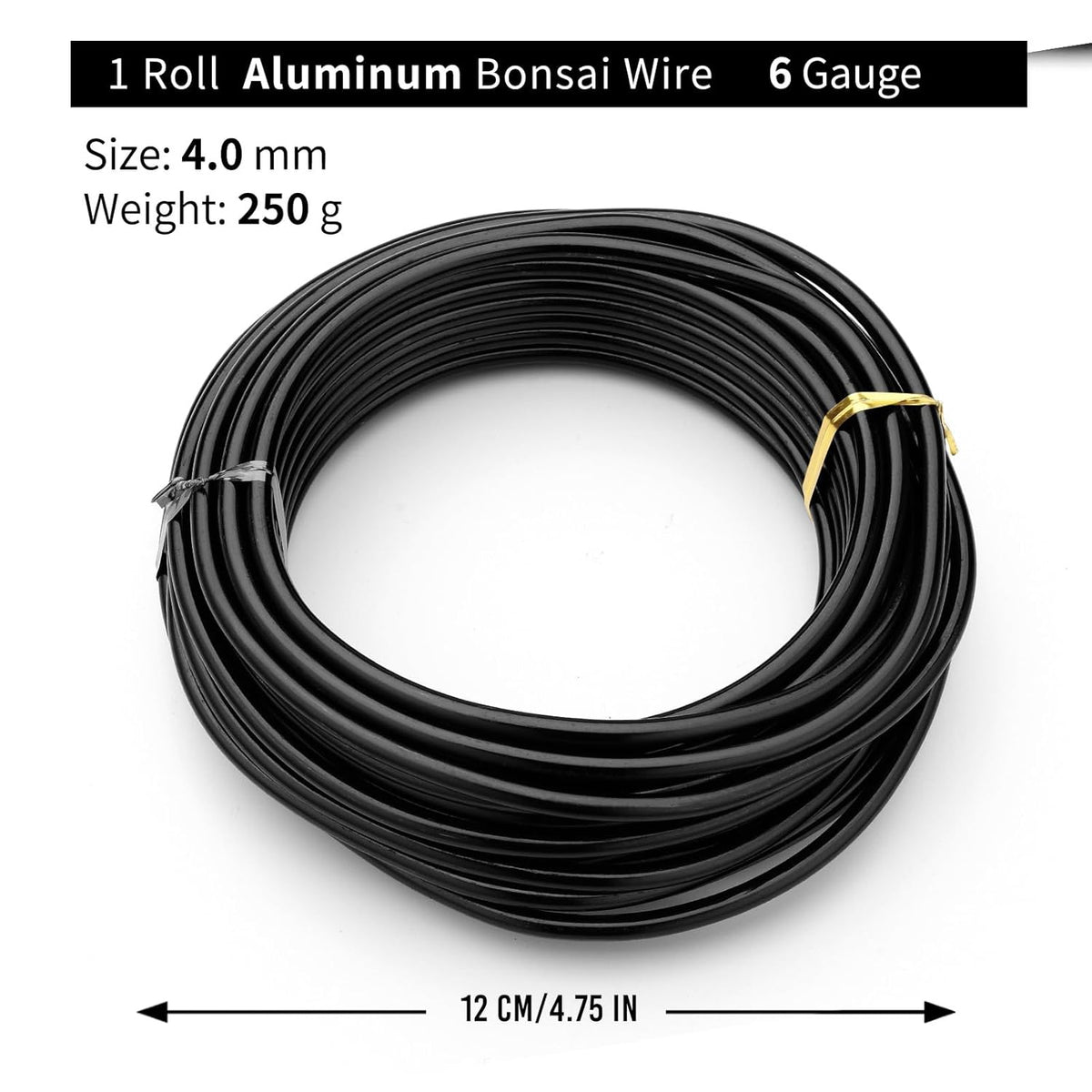 Black-4.0-Anodized Aluminum Bonsai Training Wire 250g Large Roll,Many Size to Choose,KSVZS Bendable