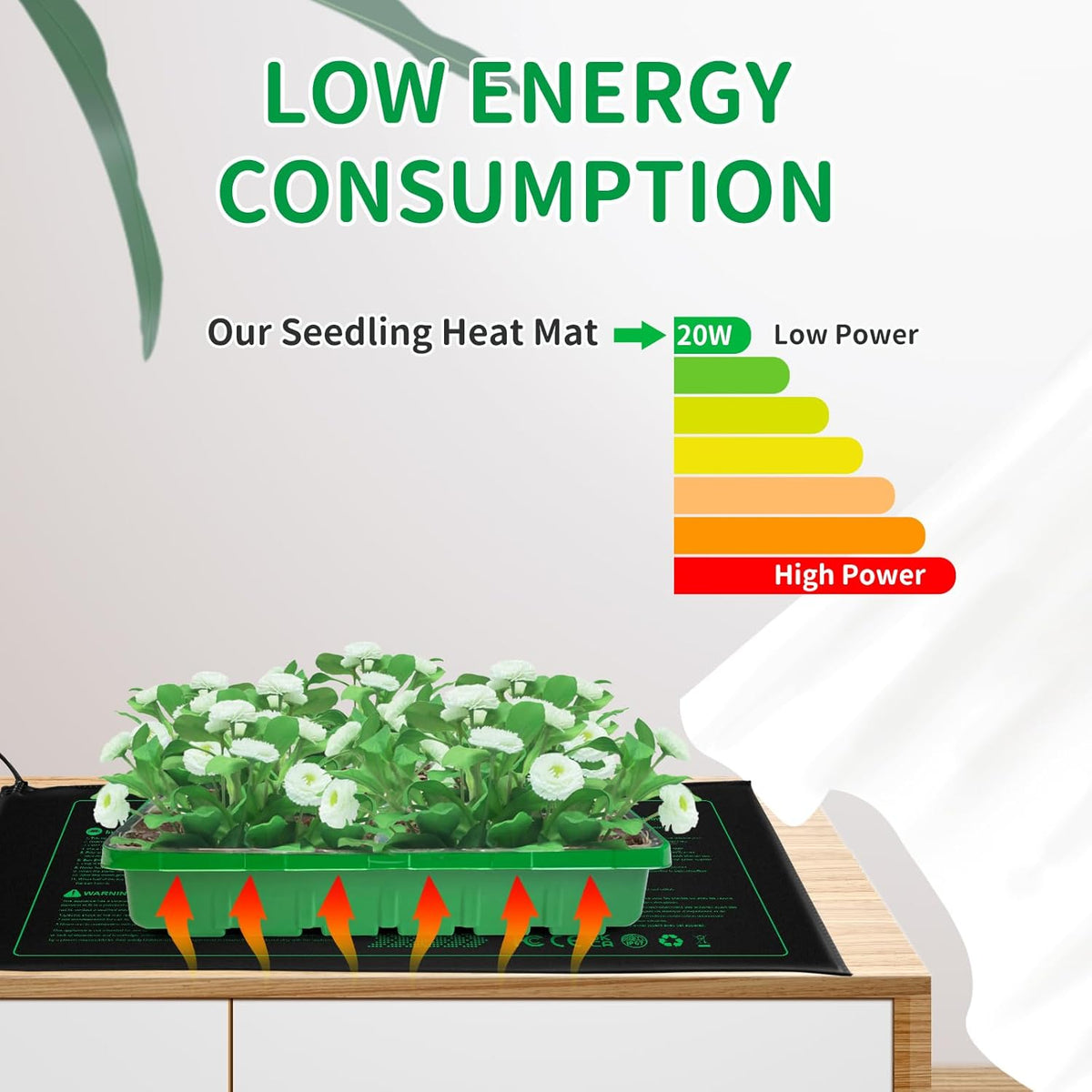 NAMOTEK Seedling Heat Mat, 10" x 20.75" Waterproof Plant Heating Mat, Warm Hydroponic Heating Pad