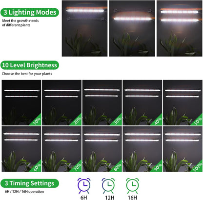 16‘’ LED Grow Light Strips for Indoor Plants，Full Spectrum 120 LEDs with 4 Install Methods