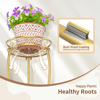 LASZOLA Gold 3 Tier Tall Plant Stand for Indoor Outdoor, Large Multiple Level Flower Planter Holder