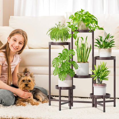 iDavosic.ly Plant Stand Indoor Outdoor, 6 Tier Corner Metal Flower Display Holder Shelf, Folding