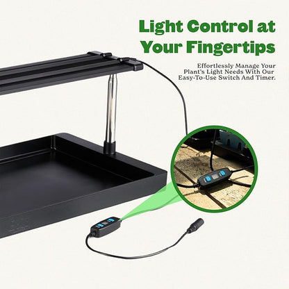 Epic Gardening Seed Starting Grow Light - Full-Spectrum LED with Adjustable Height & Integrated