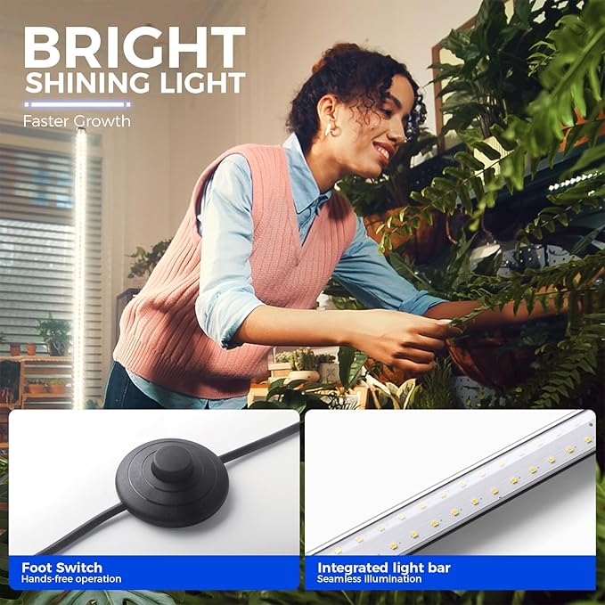 Barrina Grow Lights for Indoor Plants with Stand, 42W 169 LEDs Full Spectrum Wide Illumination
