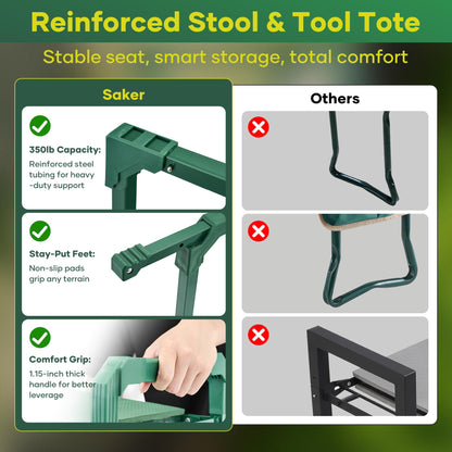 Saker Garden Kneeler and Seat Foldable Gardening Stool with Extendable Legs