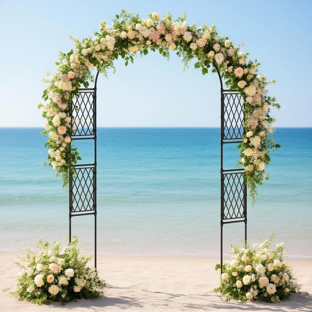 Metal Garden Arbor, 86.6" x 47" Arch Trellis for Climbing Plants, Weather-Resistant Decorative