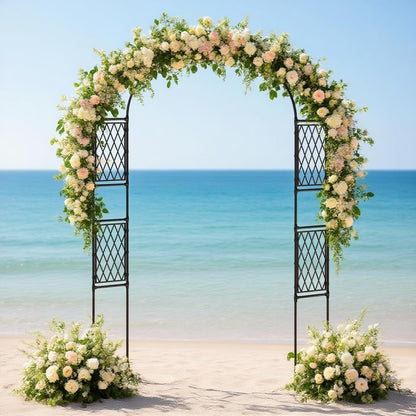 Metal Garden Arbor, 86.6" x 47" Arch Trellis for Climbing Plants, Weather-Resistant Decorative