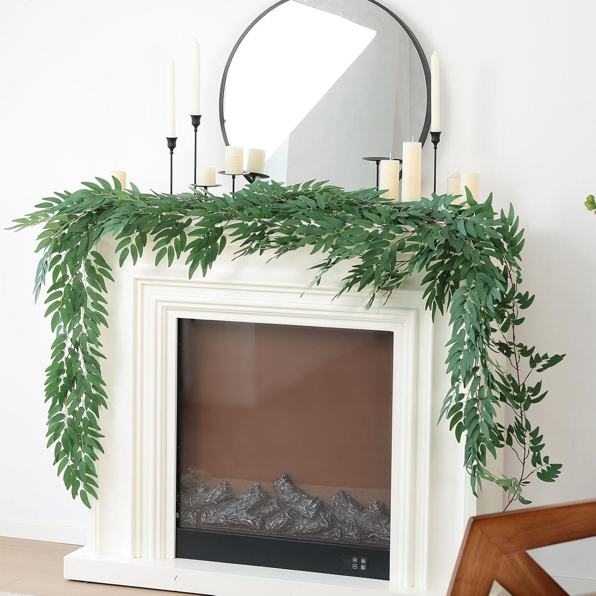 mizii 5 Packs 390" Artificial Vines Willows Garland Fake Vine Italian Ruscus Silk Green Leaves Faux