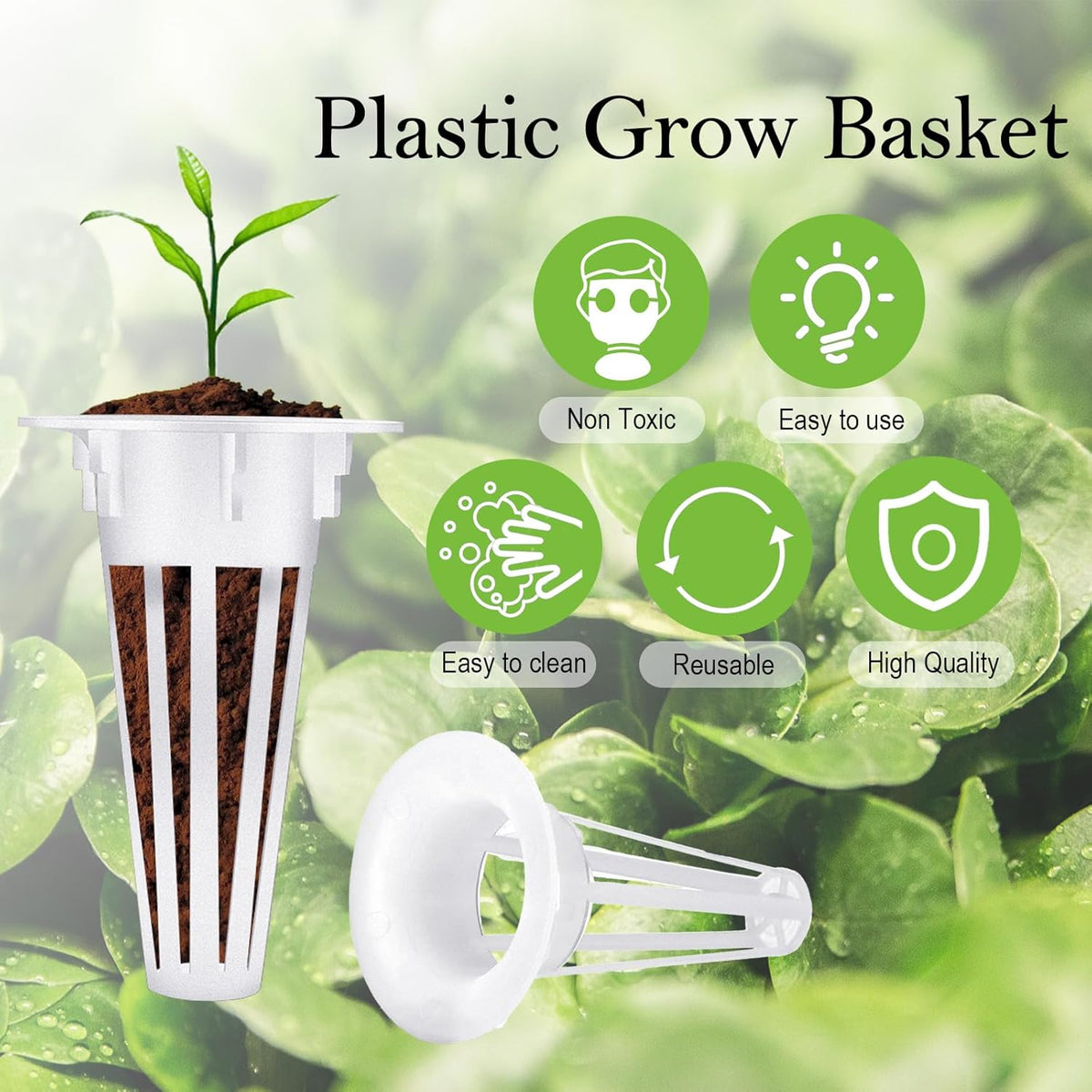 Cunhill 100 Pcs Hydroponic Growing Kit Include 50 Pcs Plant Replacement Basket Containers and 50