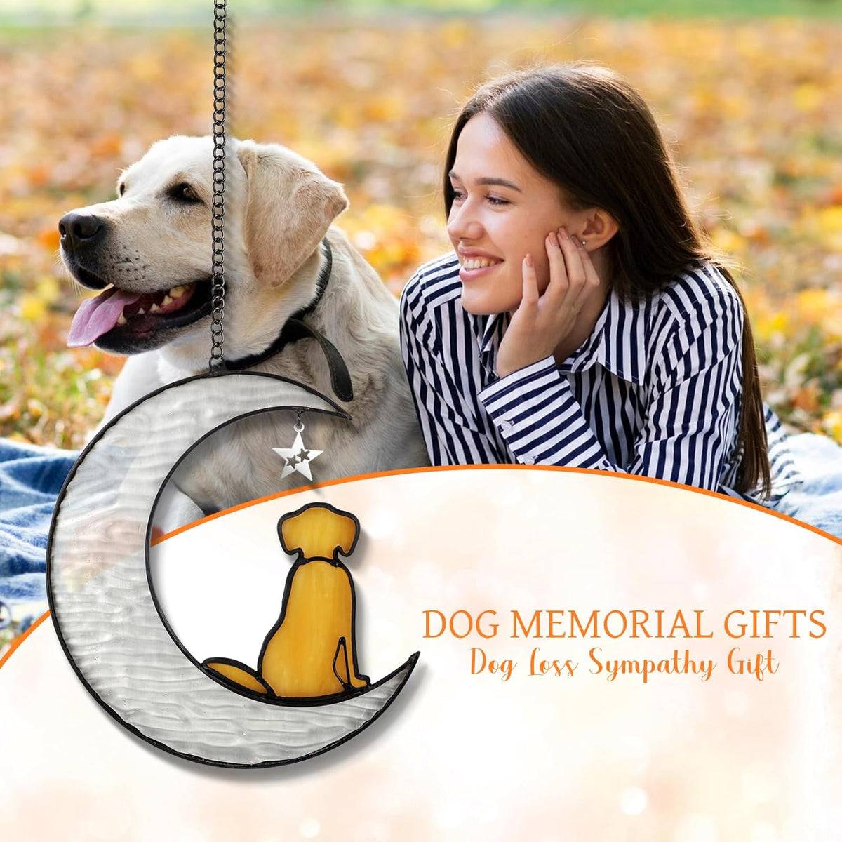 Stained Glass Dog Suncatcher Memorial Gifts for Loss of Pet,Window Hanging Decor in Memory of Dog
